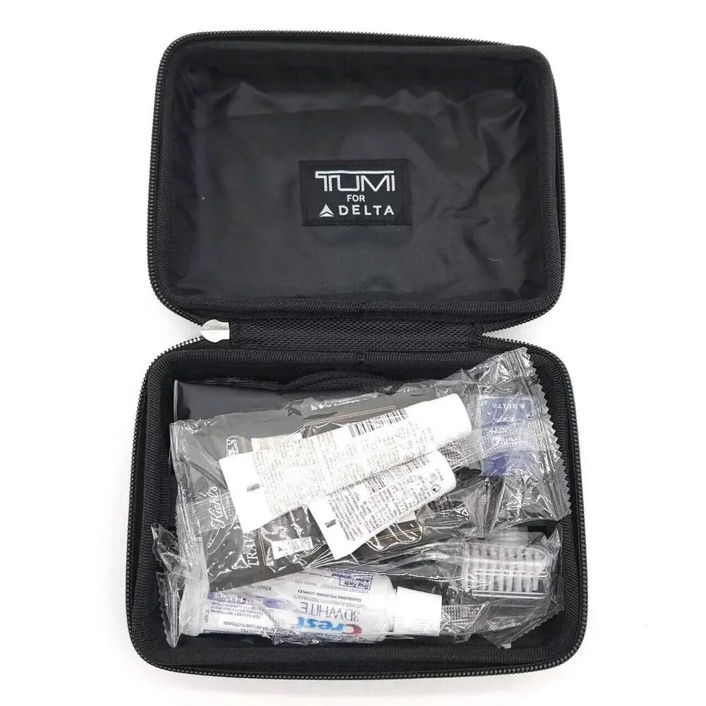 TUMI Delta Hard Shell Silver Luggage Toiletry Travel Kit Case Zip Around‎ Full